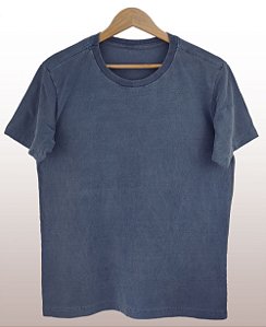 Camiseta Masculina Estonada Lisa Algodão Azul Jeans