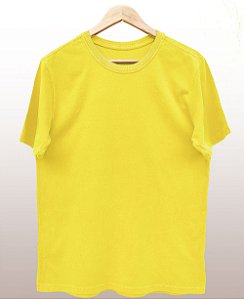 Camiseta Masculina Estonada Lisa Algodão Amarela