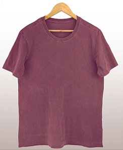 Camiseta Masculina Estonada Lisa Algodão Vinho