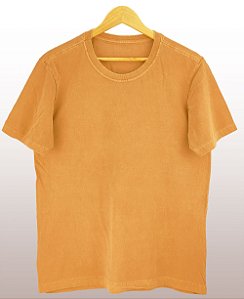 Camiseta Masculina Estonada Lisa Algodão Mostarda