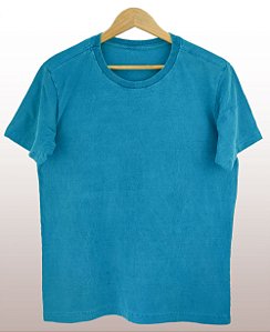 Camiseta Masculina Estonada Lisa Algodão Azul Turquesa