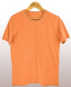 Camiseta Masculina Estonada Lisa Algodão Laranja