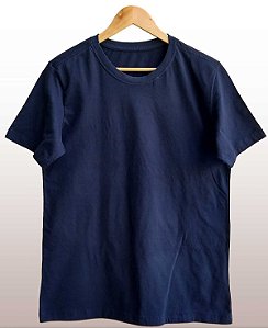 Camiseta Masculina Pré-encolhida Lisa Algodão Marinho