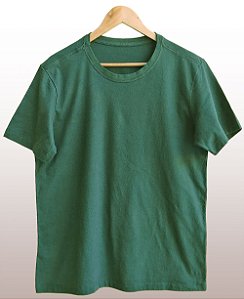 Camiseta Masculina Pré-encolhida Lisa Algodão Musgo