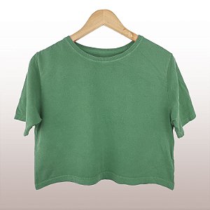 Cropped Camiseta Feminina Estonada Lisa Verde