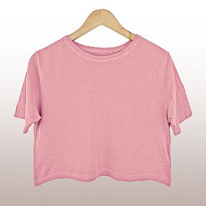 Cropped Camiseta Feminina Estonada Lisa Rosé