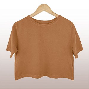 Cropped Camiseta Feminina Estonada Lisa Telha