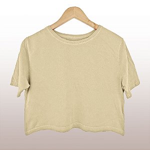 Cropped Camiseta Feminina Estonada Lisa Palha