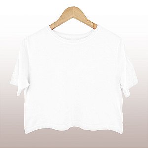 Cropped Camiseta Feminina Pré-Encolhida Lisa Branca