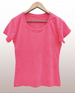 Camiseta Feminina Estonada lisa Algodão Rosé