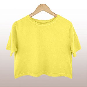 Cropped Camiseta Feminina Estonada Lisa Amarela