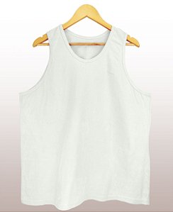 Regata Masculina Estonada lisa Algodão Off White