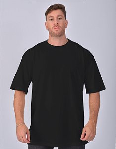 Camiseta Oversized Masculina Pré-Encolhida Malha Preta