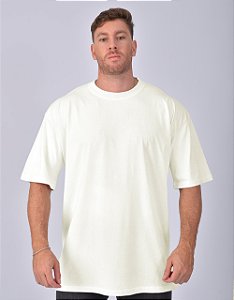 Camiseta Oversized Masculina Pré-Encolhida Malha Marfim