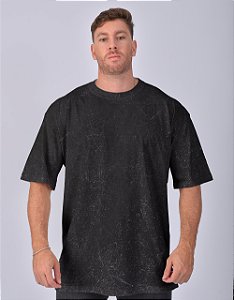 Camiseta Oversized Masculina Marmorizada Preta
