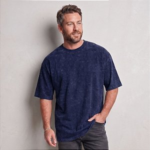 Camiseta Oversized Masculina Marmorizada Marinho