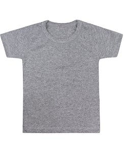 Camiseta Infantil Pré-Encolhida Lisa Algodão Mescla
