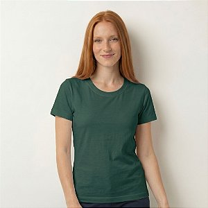 Camiseta Feminina Pré-Encolhida lisa Algodão Musgo