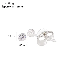 Brinco Prata Ponto de Luz 2mm