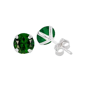 Brinco Prata Zircônia Redonda Verde 6mm