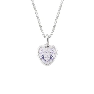 Colar Prata Coração com Zircônia Cristal