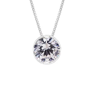 Colar Prata Veneziana 45cm Pingente Galeria Zircônia