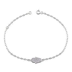Pulseira Prata Ródio Mão de Fátima