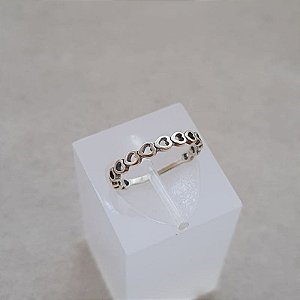 Anel Liso Envelhecido Corações Vazados Horizontal Aro 14