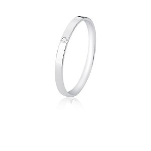 Aliança 2mm Reta Anatômica Polida com 1 Pedra Aro 16