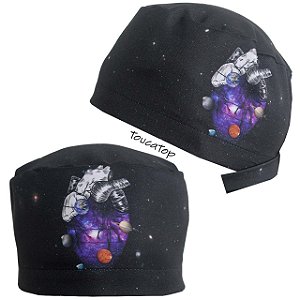 Gorro Cirúrgico, Coração Anatômico, Espaço e Planetas, Preto