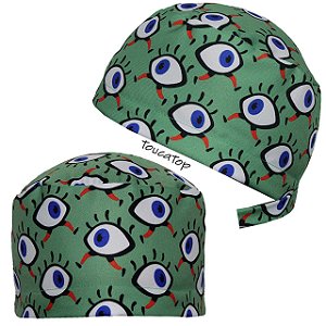 Gorro Cirúrgico, Desenho Olhos com Pernas, Verde