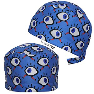 Gorro Cirúrgico, Desenho Olhos com Pernas, Azul