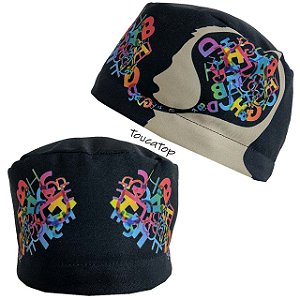 Gorro Cirúrgico, Letras Coloridas, Fonoaudiologia, Preto