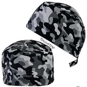 Gorro Cirúrgico, Camuflado, Cinza e Preto, Três Tons