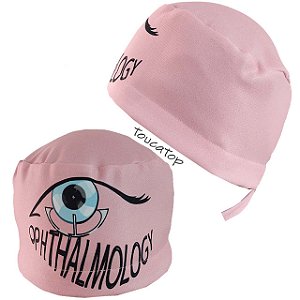 Gorro Cirúrgico, Ophthamology Escrito Com Olho, Rosa Bebê