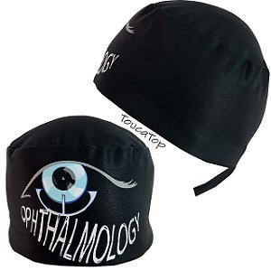 Gorro Cirúrgico, Ophthamology Escrito Com Olho, Preto