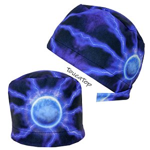 Gorro Cirúrgico, Bobina de Tesla, Bola Emanando Raios, Energia, Azul