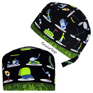 Gorro Cirúrgico, Golfe, Barra de Grama, Preto