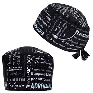 Gorro Cirúrgico, Anestesiologia Nuvem de Palavras,Tons de Cinza, Preto