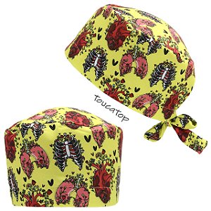 Gorro Cirúrgico, Órgãos, Coração, Pulmão, Caixa Torácica, Amarelo