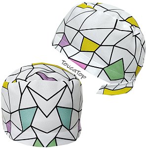 Gorro Cirúrgico, Desenhos Geométricos Vitral Colorido, Vitrais, Branco