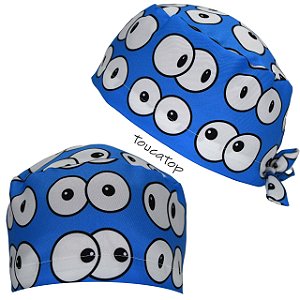 Gorro Cirúrgico, Olhos, Desenho, Globo Ocular Branco, Azul