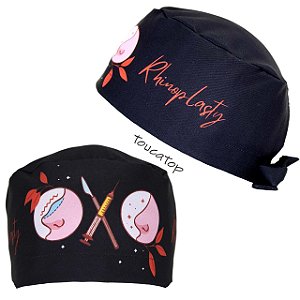 Gorro Cirúrgico, Rhinoplasty Vermelho Laterais, Nariz Rosa, Preto