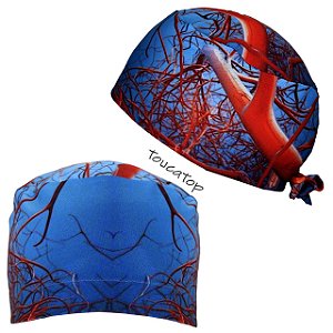 Gorro Cirúrgico, Artérias Vermelhas, Vascular, Azul