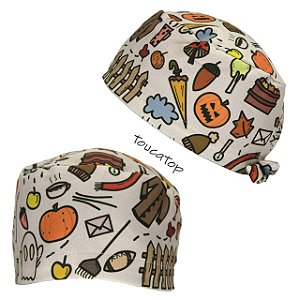 Gorro Cirúrgico, Hallowen, Abóbora, Fantasma, Bege