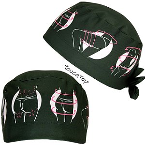 Gorro Cirúrgico, Cirurgia Plástica, Desenho Silhueta, Verde