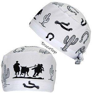 Gorro Cirúrgico, Sertão, Boiadeiro Frontal, Cactos, Branco