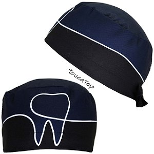 Gorro Cirúrgico, Odontologia, Dente Linha Branca Frontal, Azul e Preto