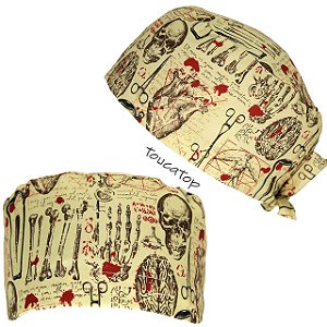 Gorro Cirúrgico, Caderno de Anotações Vintage, Sangue, Creme