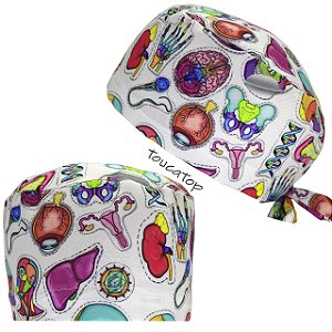 Gorro Cirúrgico, Órgãos Diversos do Corpo Coloridos, Branco